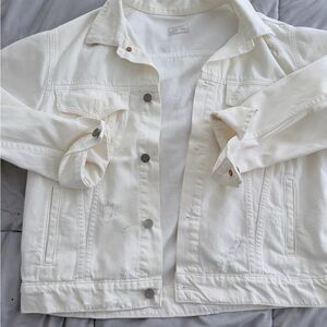 Mother The Brother Jacket: White Denim Jacket